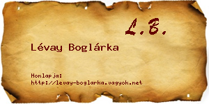 Lévay Boglárka névjegykártya